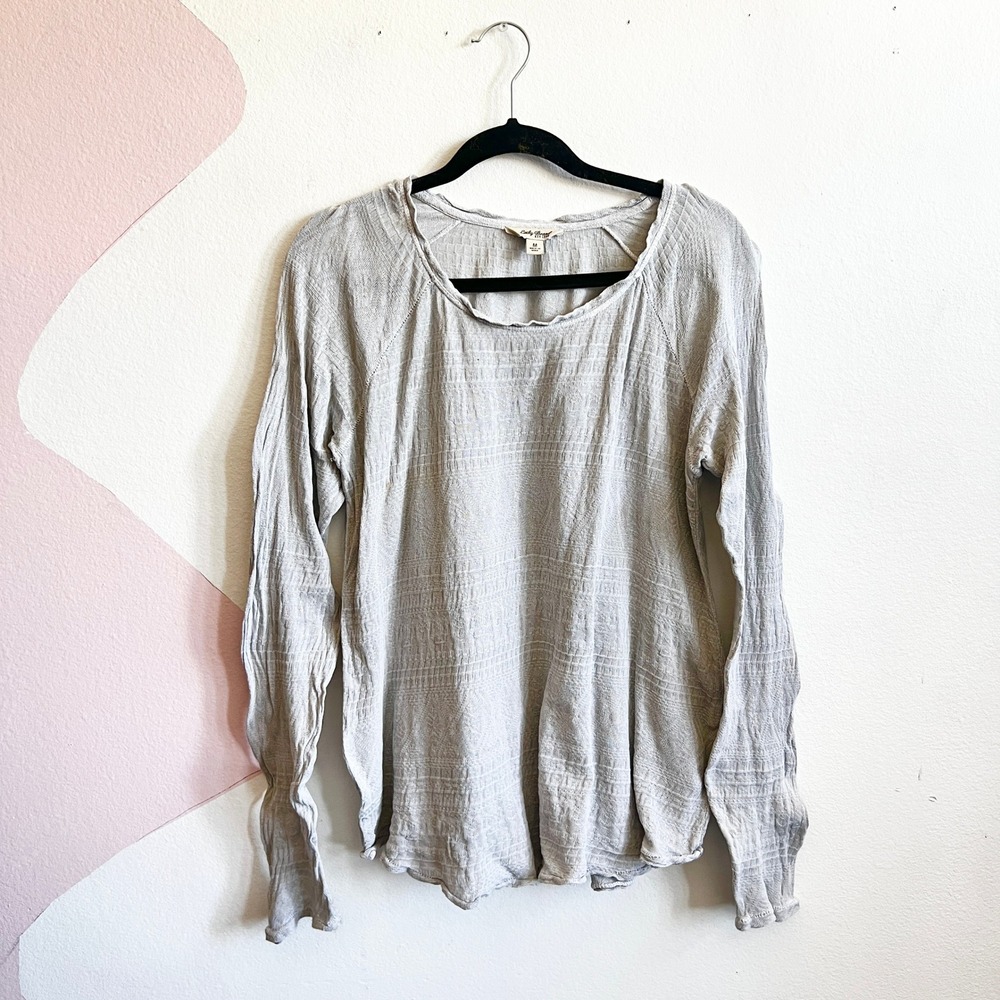 Lucky Brand Textured Knit Long Sleeve‎ Top Boho Bohemian Hippie Medium